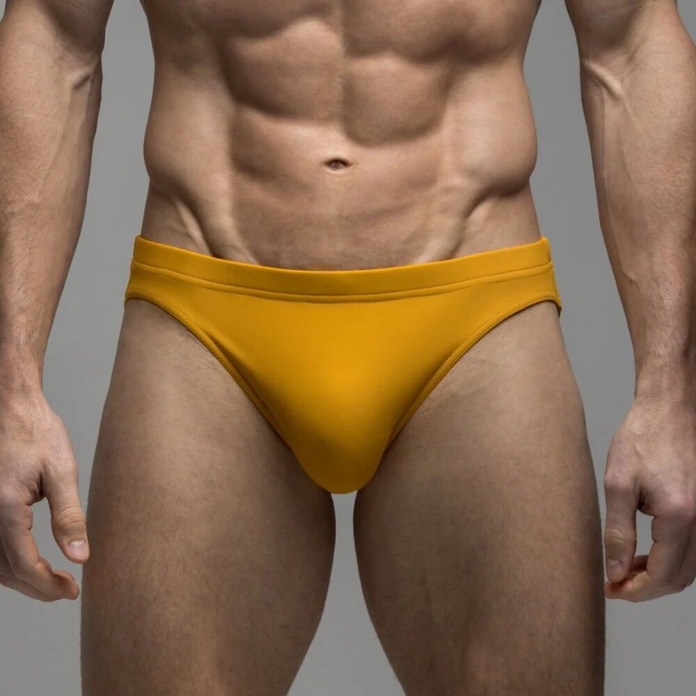 Todd Sanfield SWIM Brief, Nylon, Men’s, Color: Gold “Mustard”, Size XXL, NWT